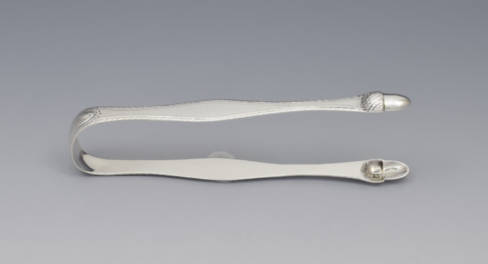 George III Silver Acorn Sugar Tongs c.1790 Godbehere & Wigan View V