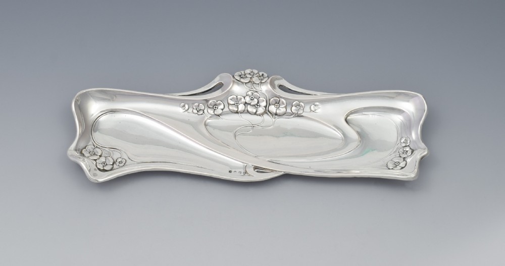 Art Nouveau German Silver Pen Tray Lutz & Weiss c.1900