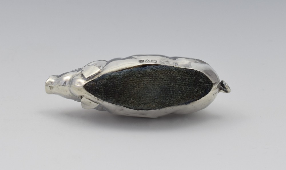 Edwardian Novelty Silver Pig Pin Cushion Chester 1910 View X