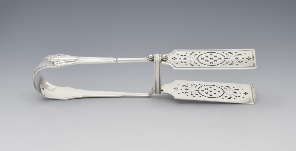 Fine Victorian Silver Asparagus Server Tongs View V