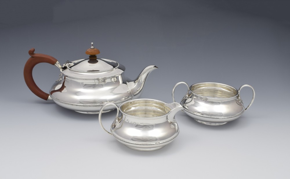 Art Deco 3 Piece Silver Tea Set Alexander Clark & Co. Ltd