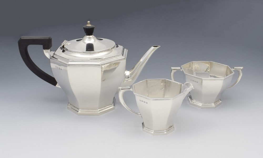 Silver Art Deco 3 Piece Tea Set William Neale & Sons Ltd