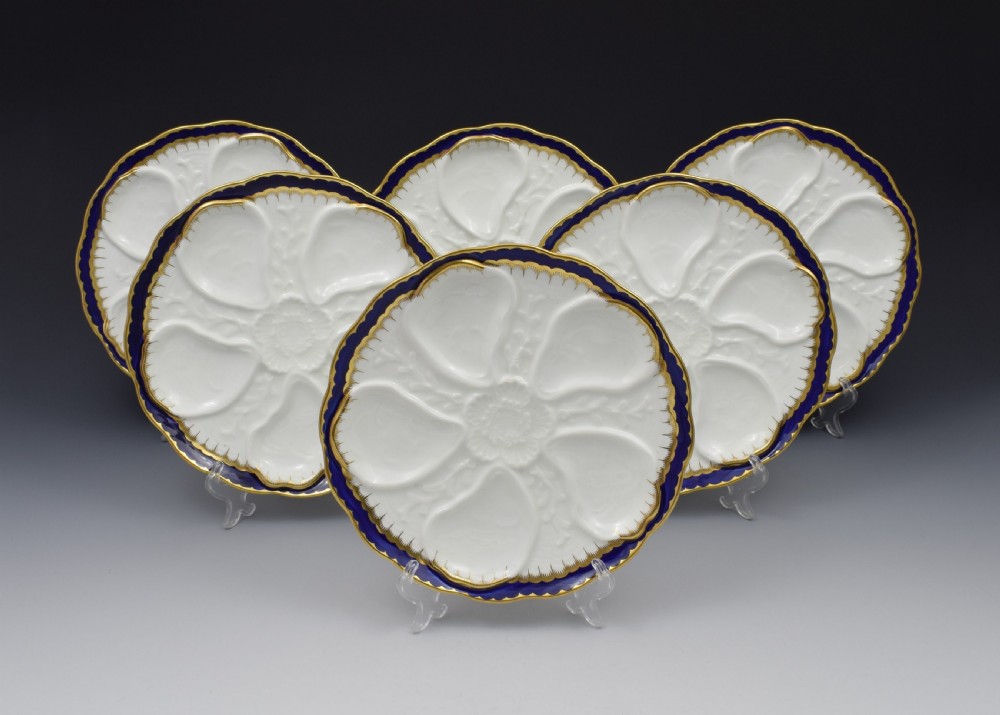 Set Of 6 Victorian Coalport Oyster Plates