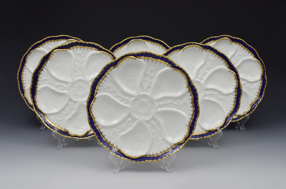 Set Of 6 Victorian Coalport Oyster Plates View II