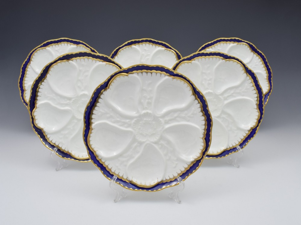 Set Of 6 Victorian Coalport Oyster Plates View III