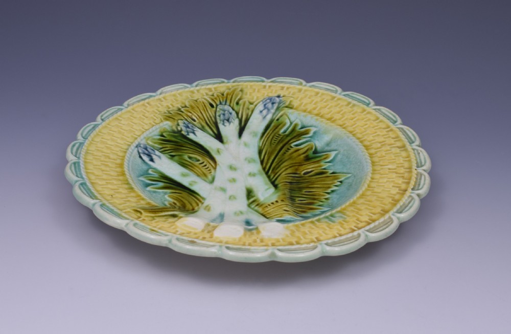 Set 6 Salins-Les-Bains French Majolica Asparagus Plates View V