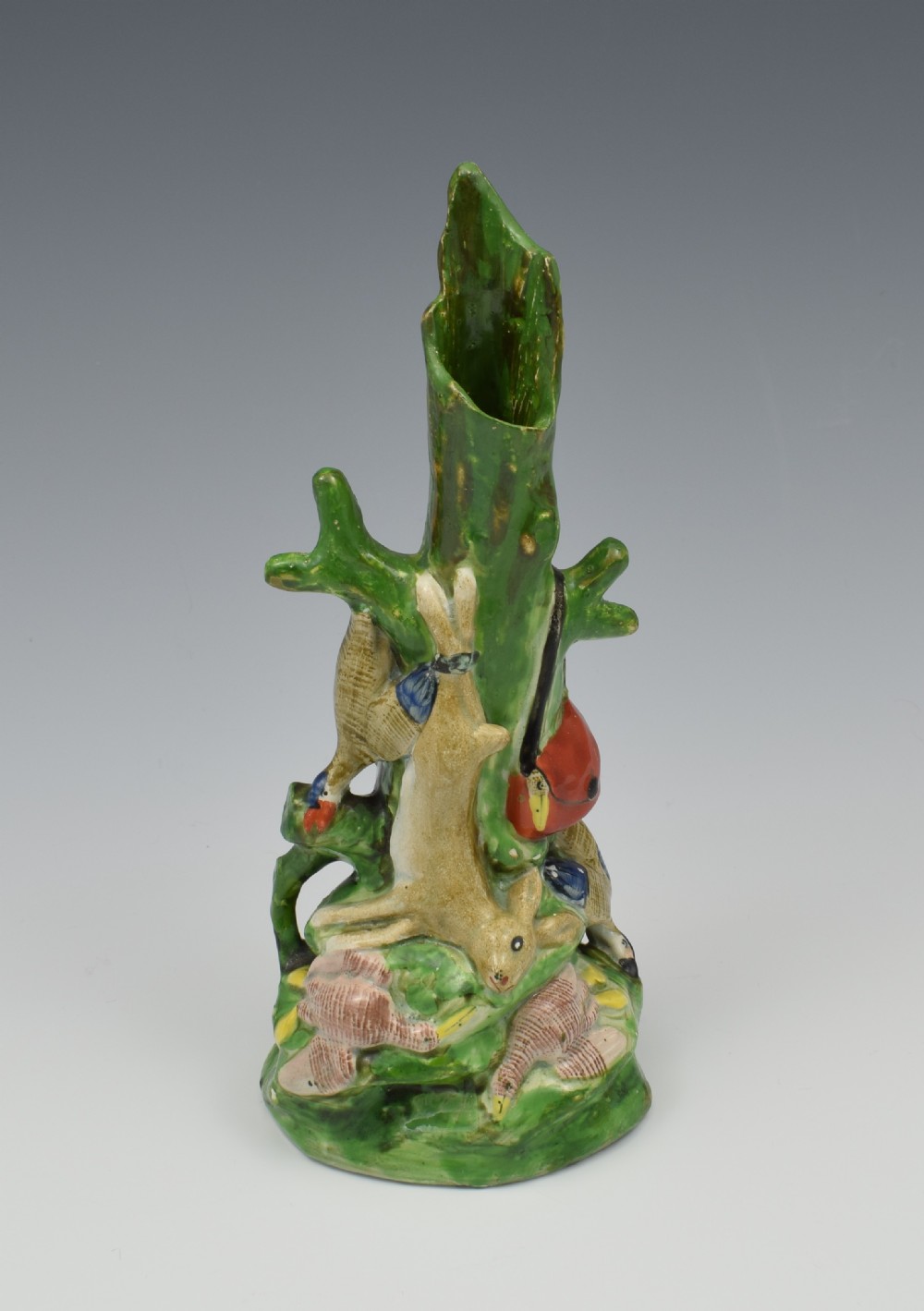 Unusual Staffordshire Pottery Pearlware Game Spill Vase c.1820