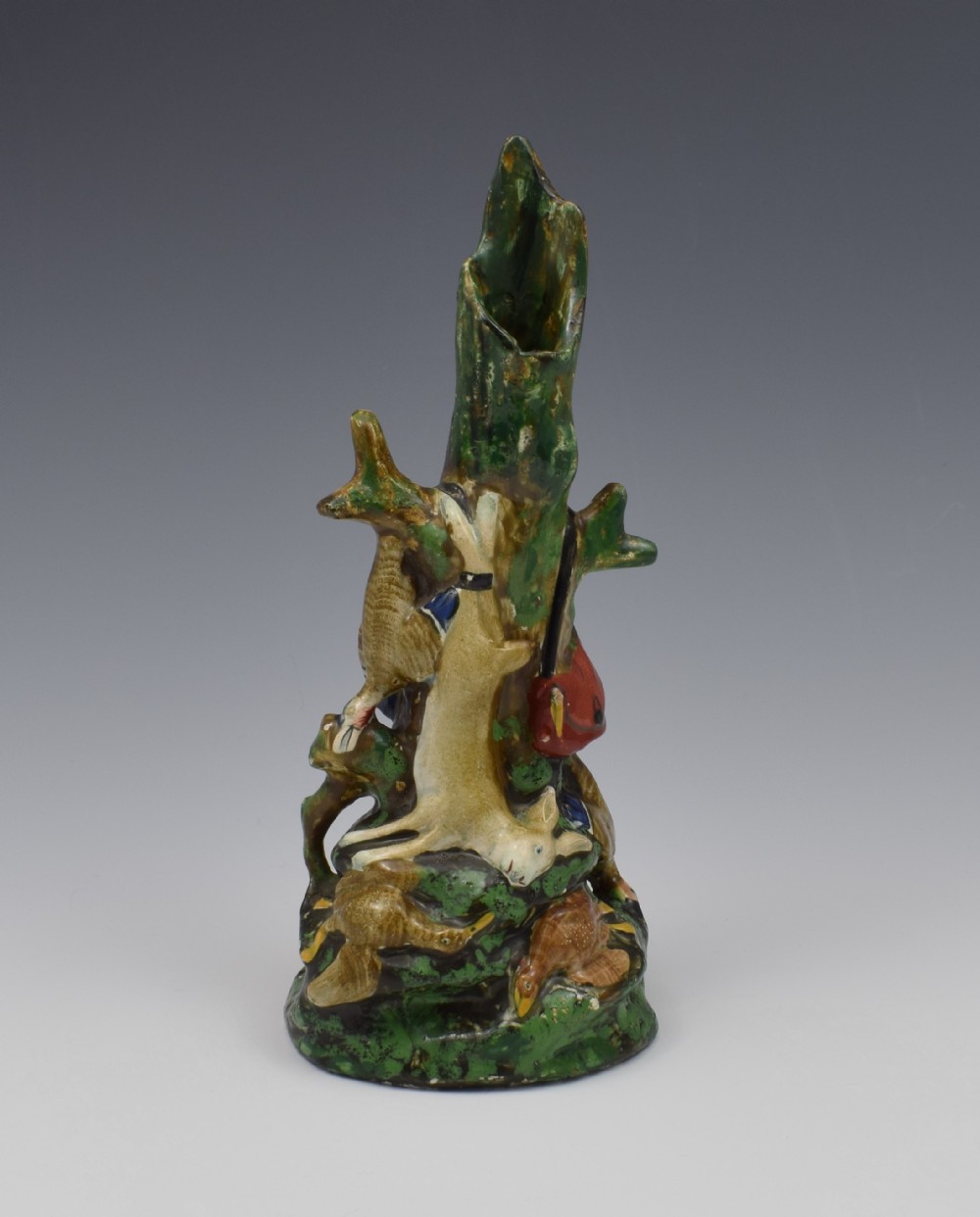 Unusual Staffordshire Pottery Pearlware Game Spill Vase c.1820