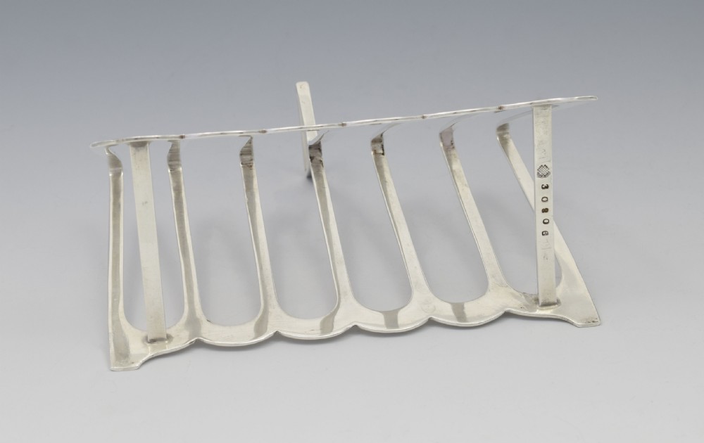 Art Deco Silver Triangular 6 Slice Toast Rack William Hutton View XI
