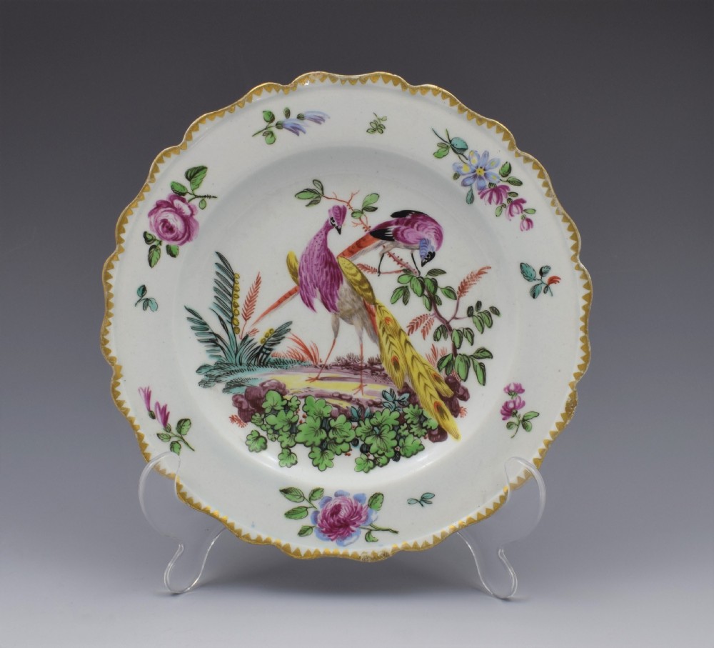 Pretty Bow Porcelain Fancy Bird Pattern Plate, c.1770