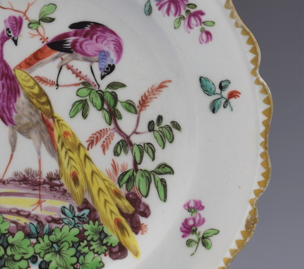 Pretty Bow Porcelain Fancy Bird Pattern Plate, c.1770 View IV