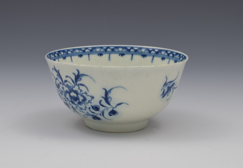 First Period Worcester Small Peony Pattern Porcelain Bowl View II