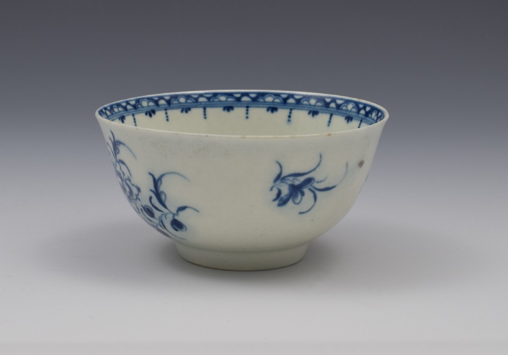 First Period Worcester Small Peony Pattern Porcelain Bowl View III