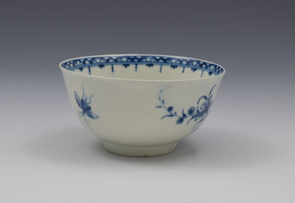 First Period Worcester Small Peony Pattern Porcelain Bowl View V