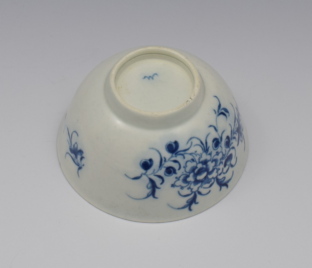 First Period Worcester Small Peony Pattern Porcelain Bowl View VI