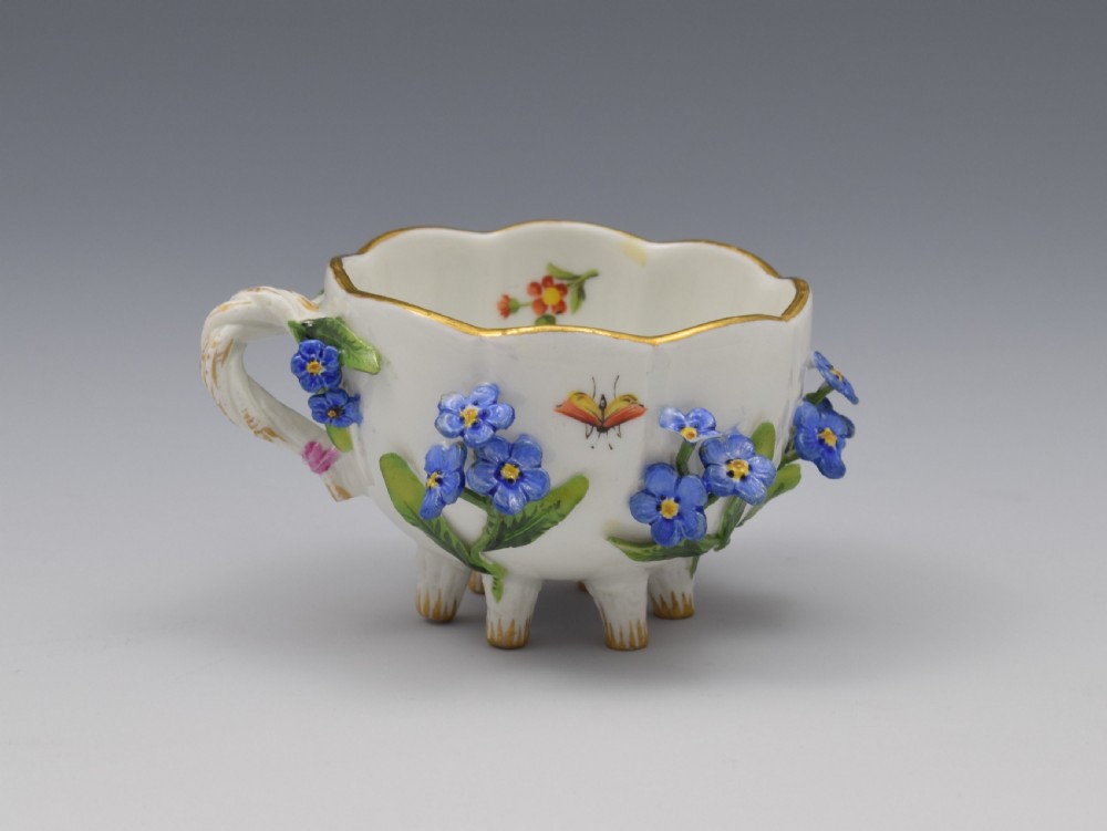 Meissen Forget-Me-Not Flower Encrusted Cabinet Cup & Saucer View V