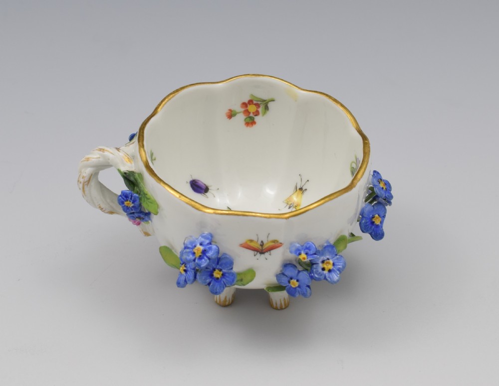 Meissen Forget-Me-Not Flower Encrusted Cabinet Cup & Saucer View XIV