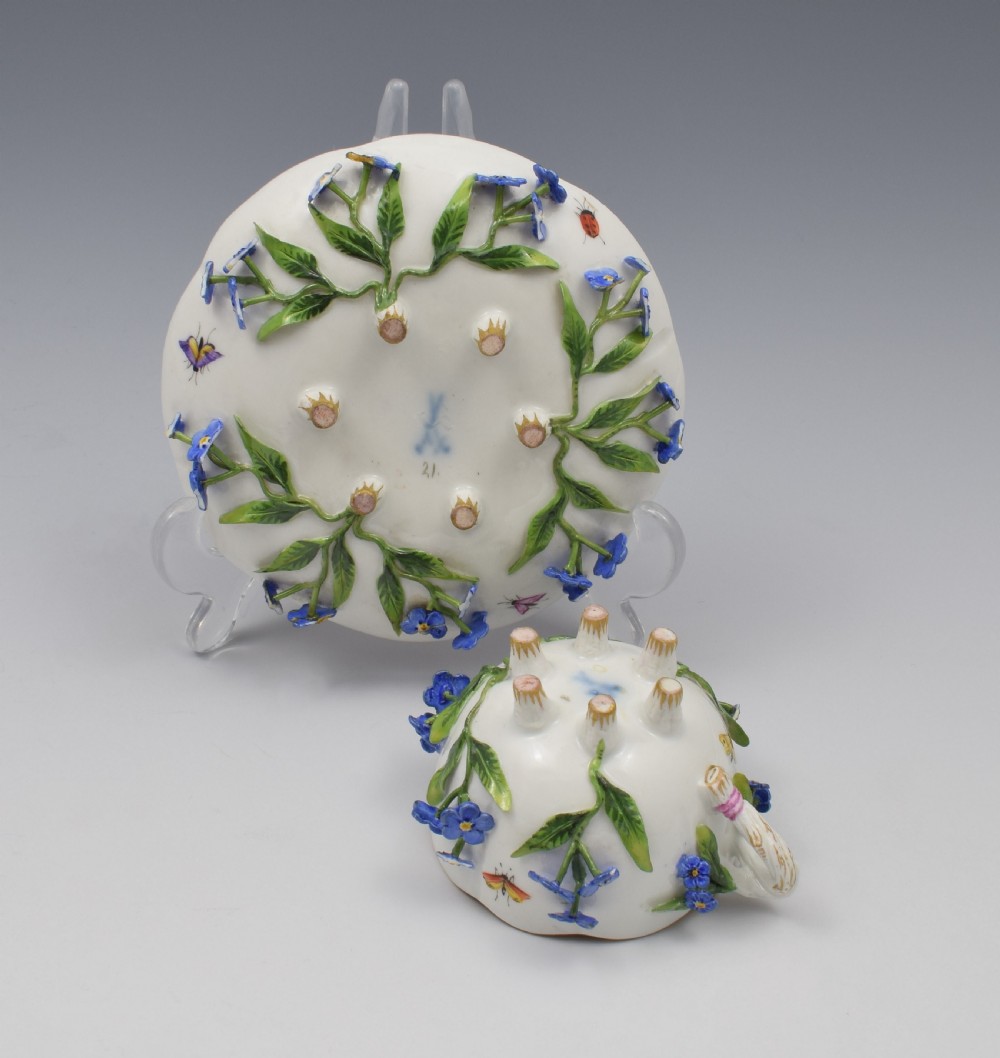 Meissen Forget-Me-Not Flower Encrusted Cabinet Cup & Saucer View XVII