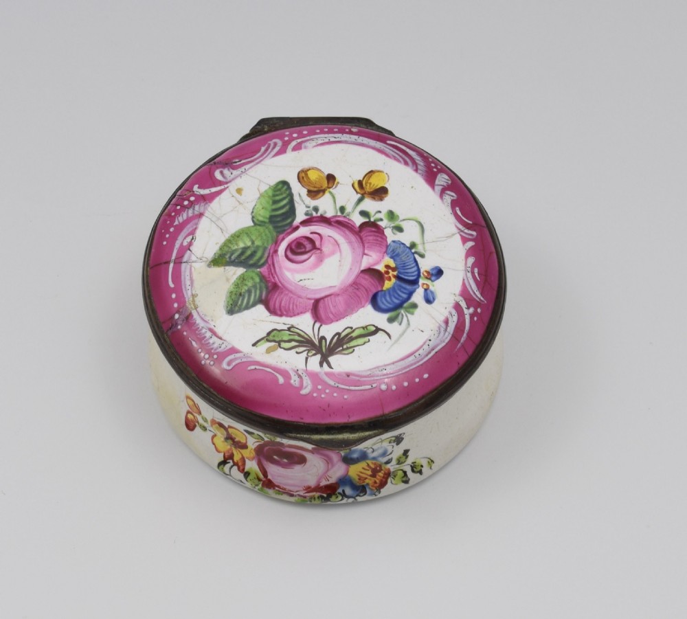 18th Century Staffordshire Bilston Enamel Floral Snuff Box