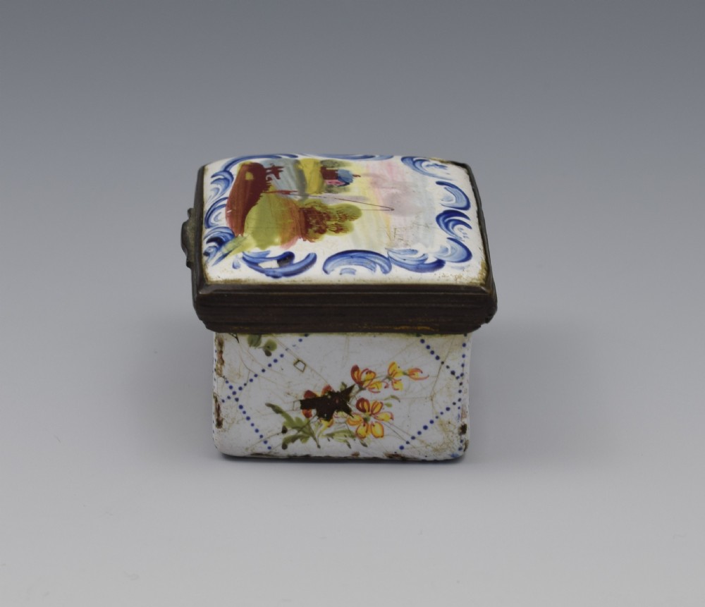 18th Century Staffordshire Bilston Enamel Fishing Scene Snuff Box View IV