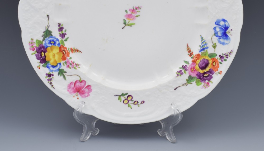 Large Georgian Coalport Blind Moulded Floral Plate c.1815 View IV