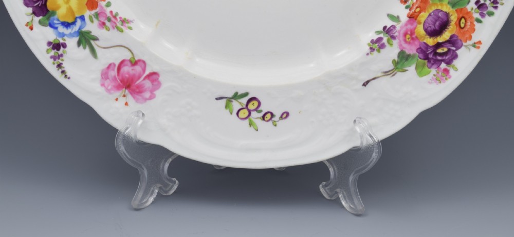 Large Georgian Coalport Blind Moulded Floral Plate c.1815 View V