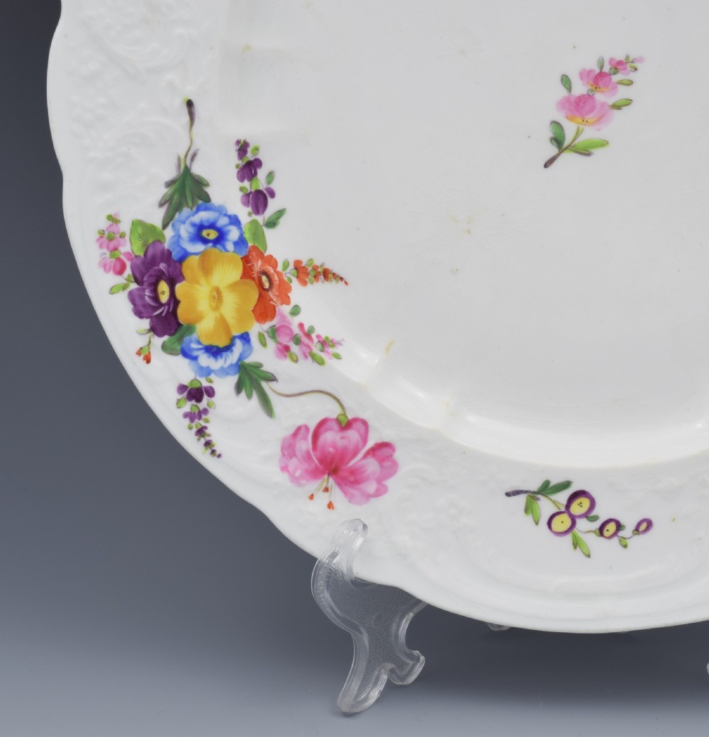 Large Georgian Coalport Blind Moulded Floral Plate c.1815 View VII