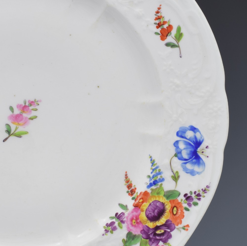 Large Georgian Coalport Blind Moulded Floral Plate c.1815 View VIII