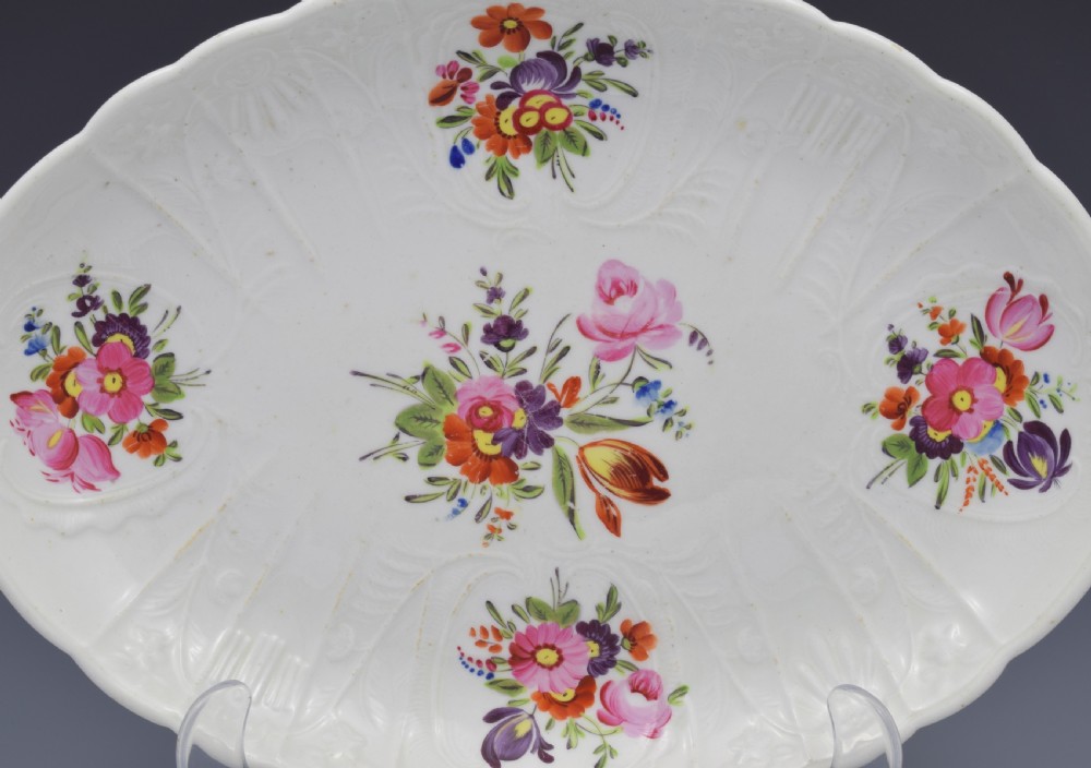 Georgian Coalport Blind Dulong Moulded Floral Oval Dish c.1815 View II