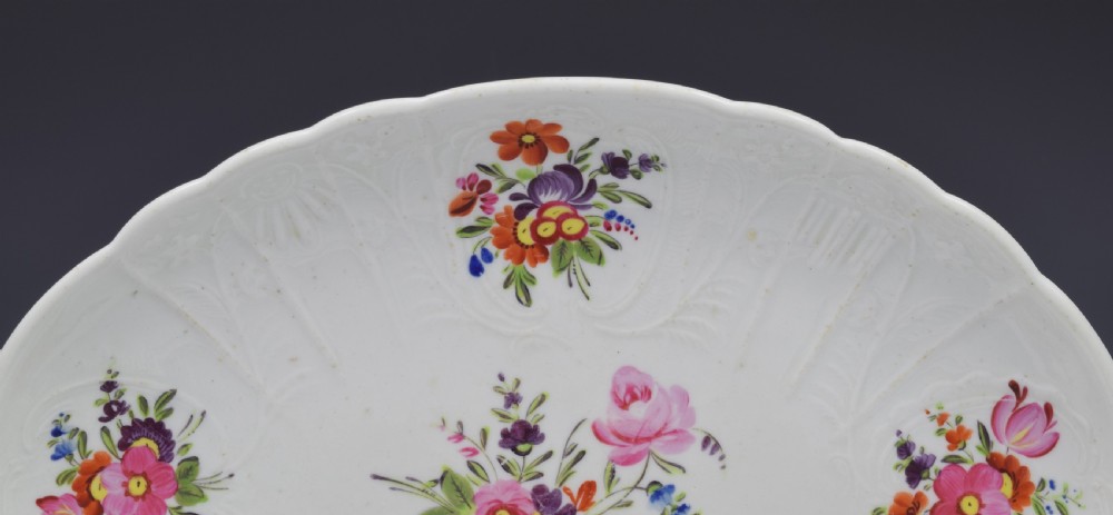 Georgian Coalport Blind Dulong Moulded Floral Oval Dish c.1815 View VII