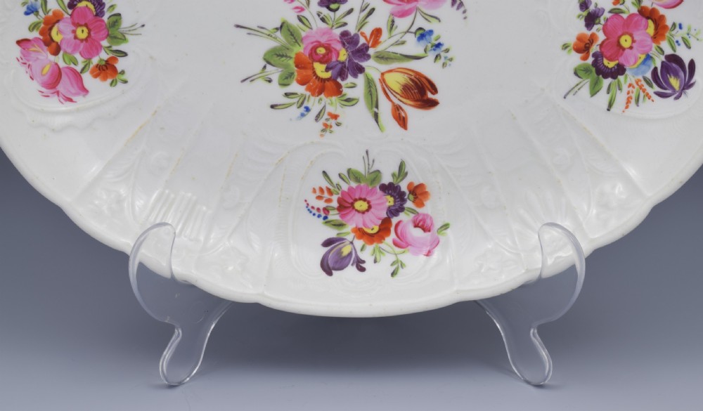Georgian Coalport Blind Dulong Moulded Floral Oval Dish c.1815 View VIII