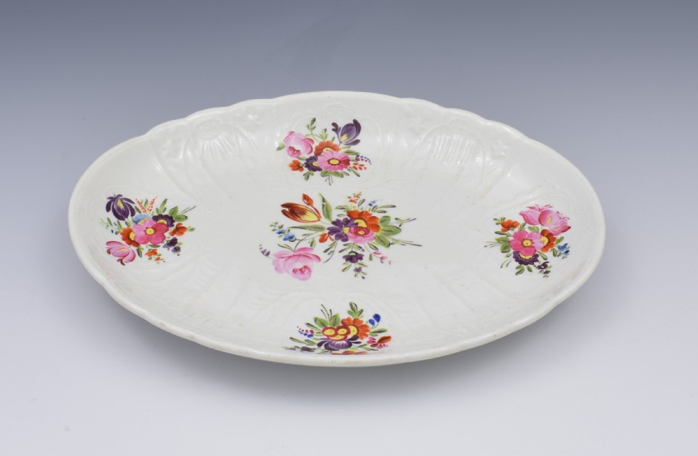 Georgian Coalport Blind Dulong Moulded Floral Oval Dish c.1815 View X