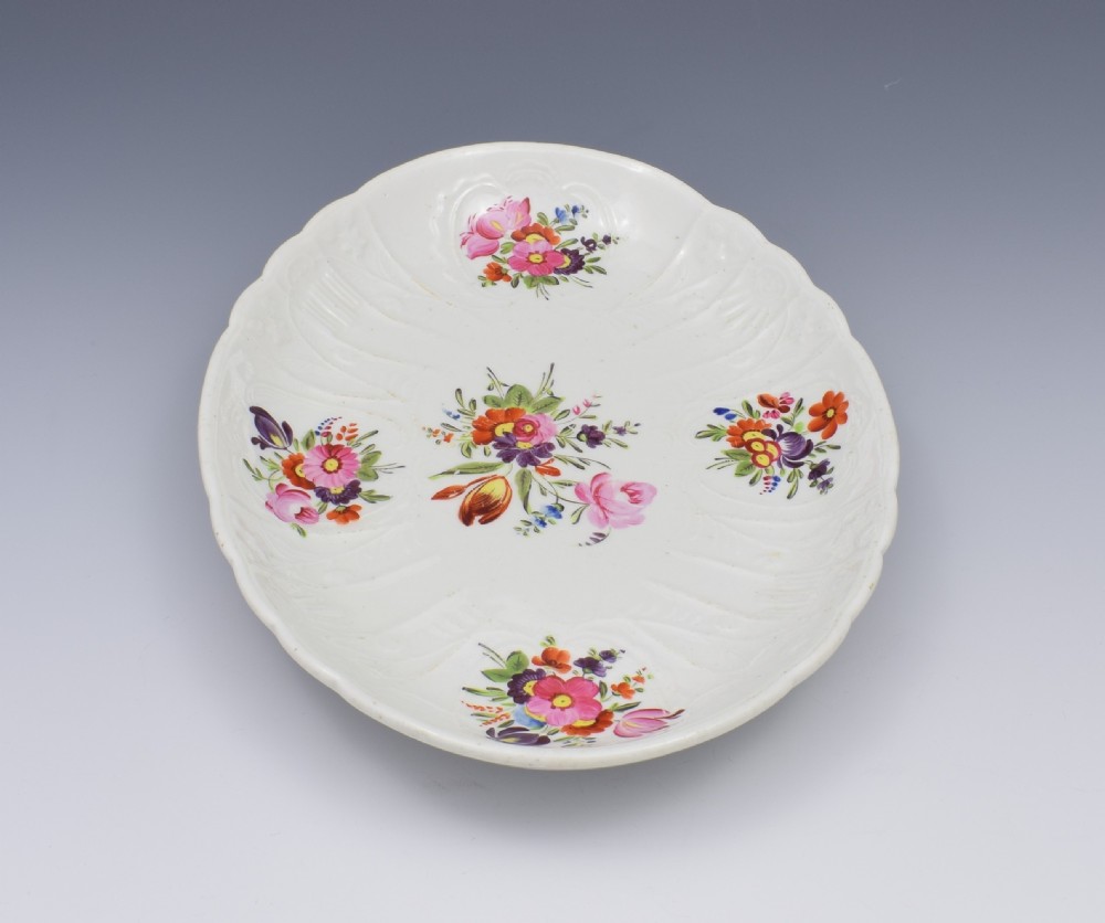 Georgian Coalport Blind Dulong Moulded Floral Oval Dish c.1815 View XI