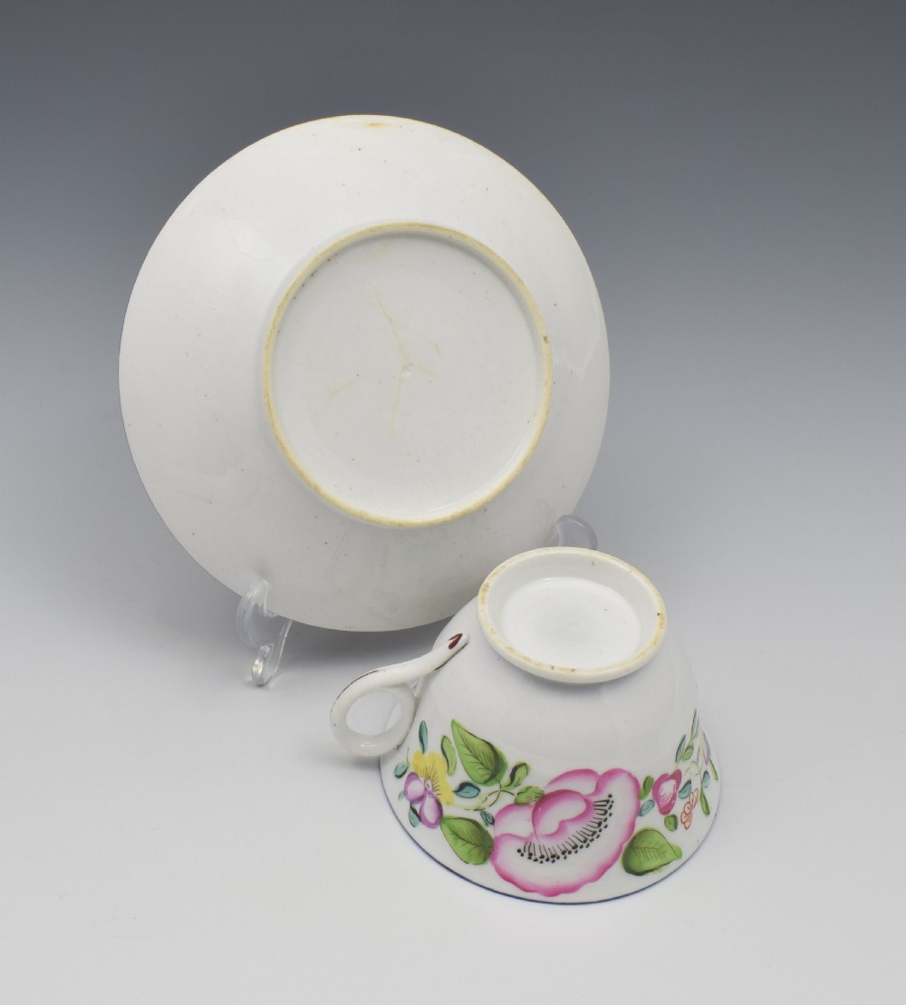 New Hall Tea Cup & Saucer London Shape Pattern 1485  View VIII