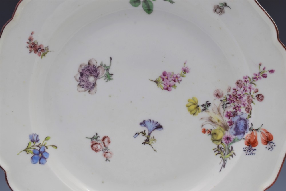 18th Century Chelsea Porcelain Floral Dessert Plate c.1755 View II