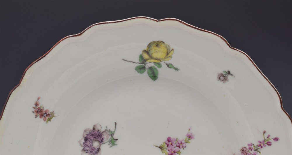 18th Century Chelsea Porcelain Floral Dessert Plate c.1755 View III