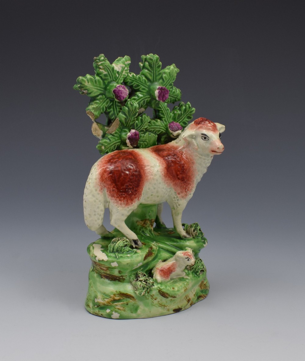 Staffordshire Pearlware Ralph Salt Figure Of Sheep & Lamb View II