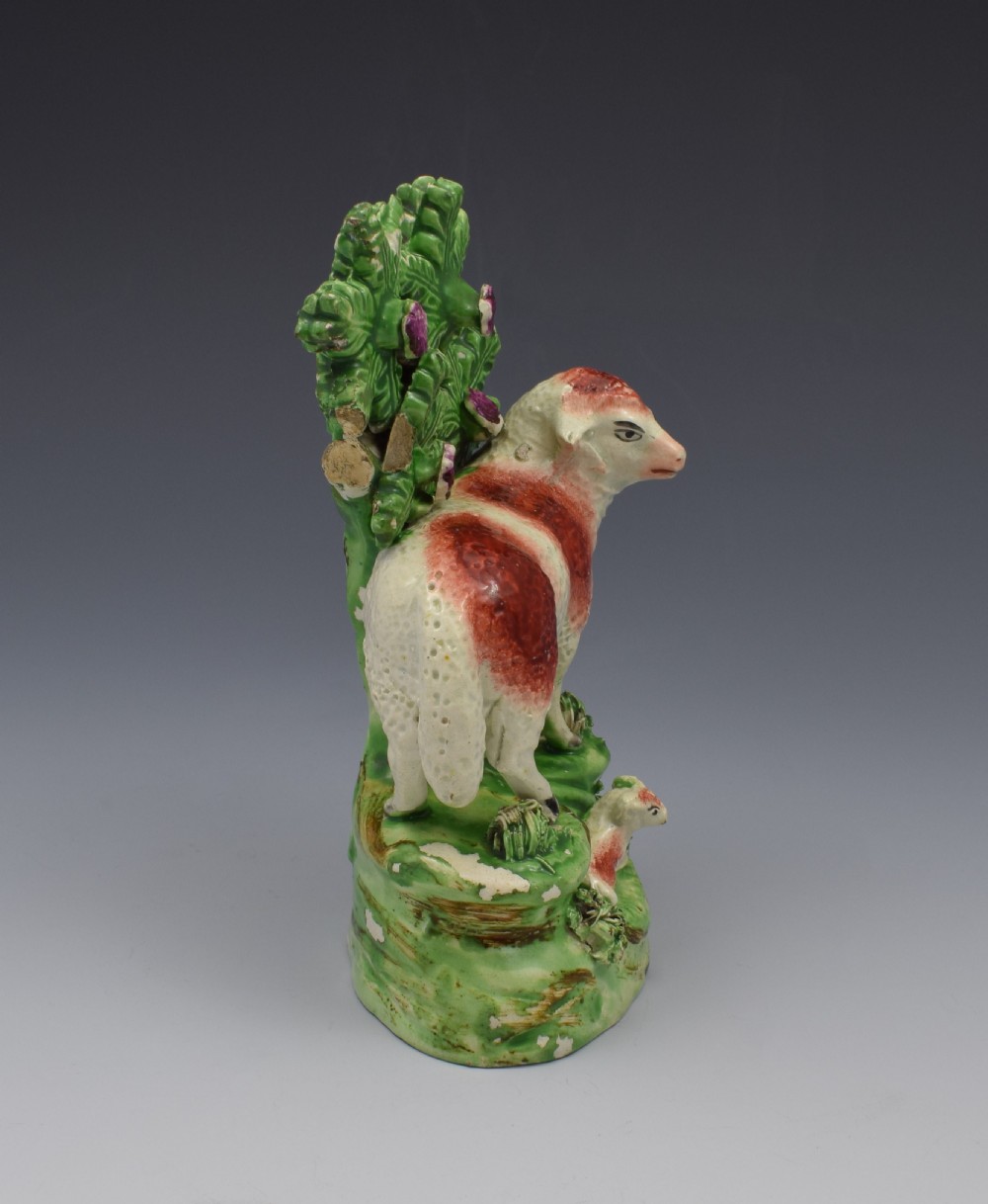 Staffordshire Pearlware Ralph Salt Figure Of Sheep & Lamb View V