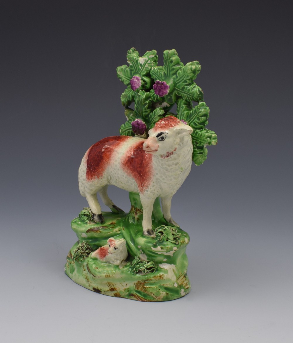 Staffordshire Pearlware Ralph Salt Figure Of Sheep & Lamb View VIII