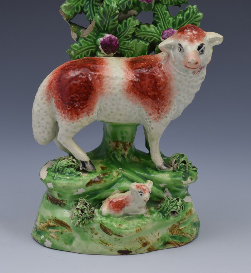 Staffordshire Pearlware Ralph Salt Figure Of Sheep & Lamb View IX