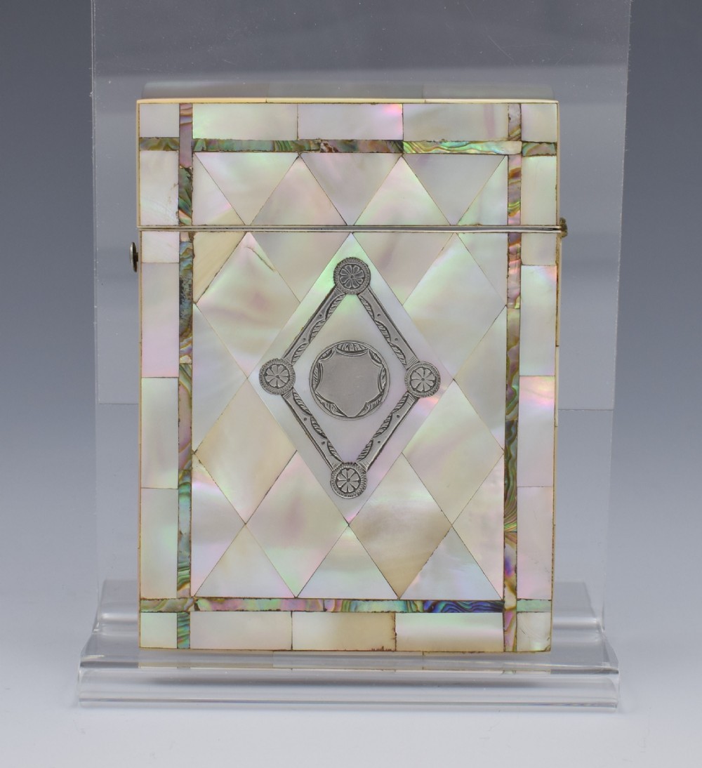 Victorian Mother Of Pearl, Abalone & Silver Card Case View II