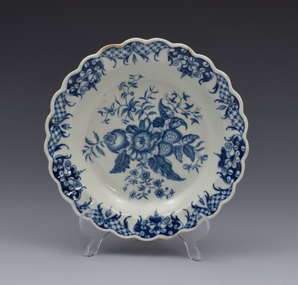 Very Small First Period Worcester Pine Cone Pattern Plate c.1775