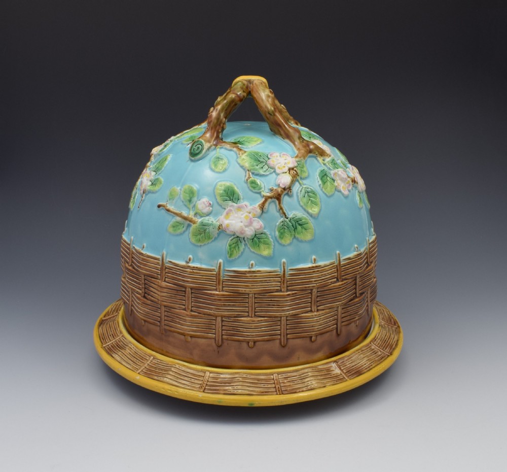 George Jones Majolica Apple Blossom Cheese Bell Keep c.1870 View VI