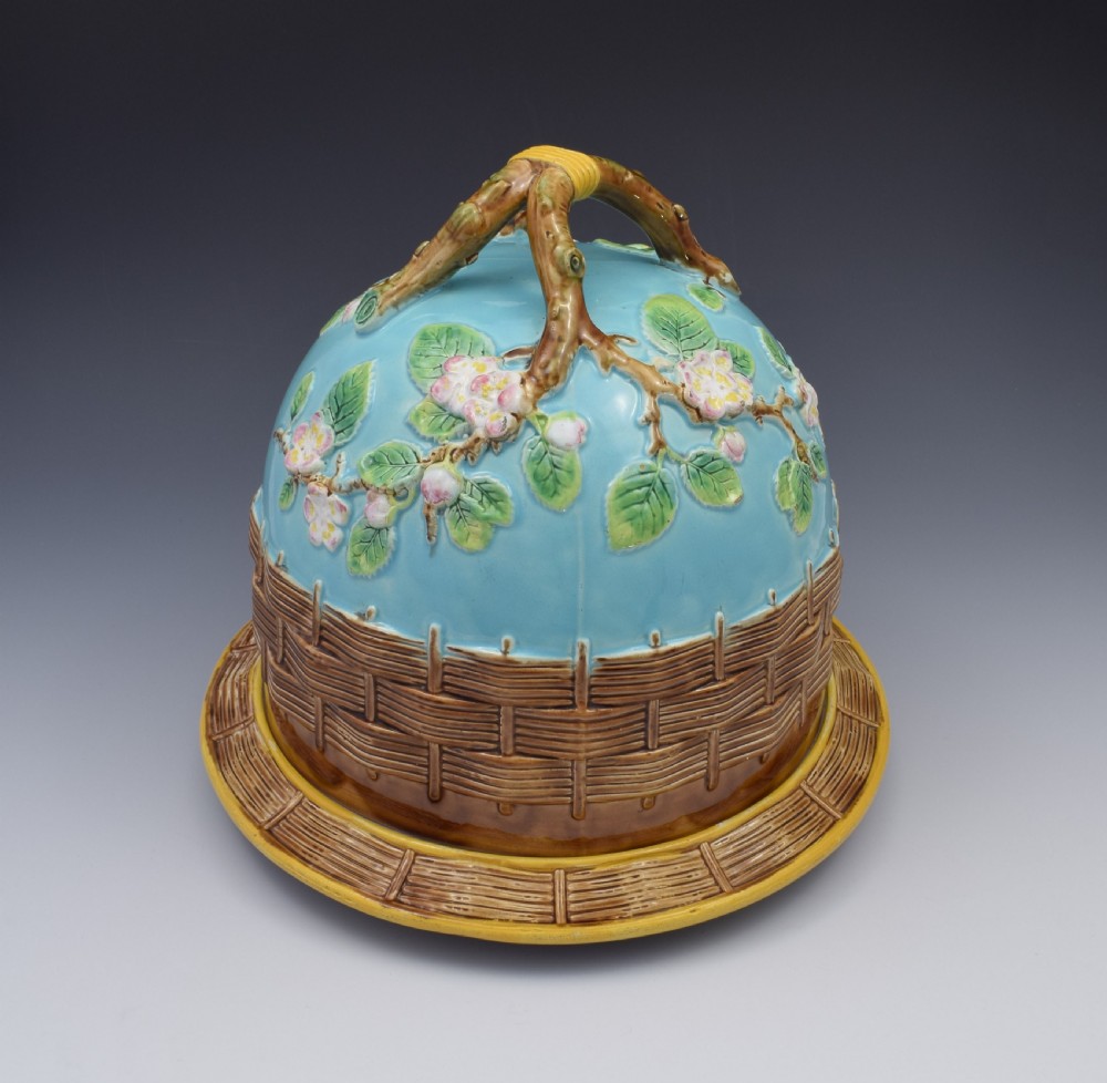George Jones Majolica Apple Blossom Cheese Bell Keep c.1870 View VII