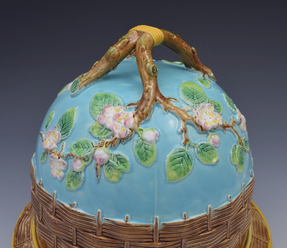 George Jones Majolica Apple Blossom Cheese Bell Keep c.1870 View IX