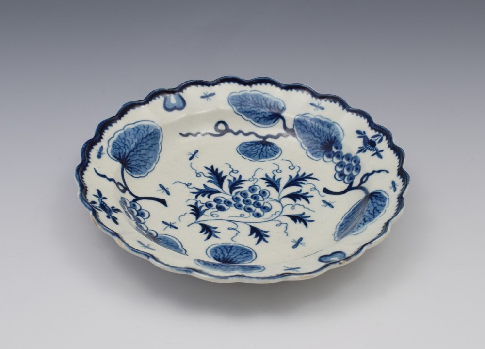 First Period Worcester Porcelain Rubber Tree Plant Dessert Plate c.1775 View IV