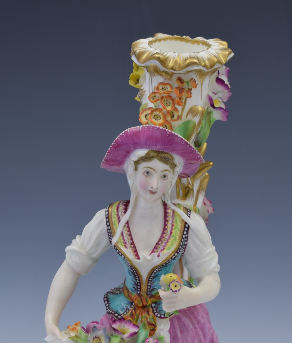 Fine Pair Of Minton Porcelain Figural Candlesticks Model No. 192 c.1835 View V