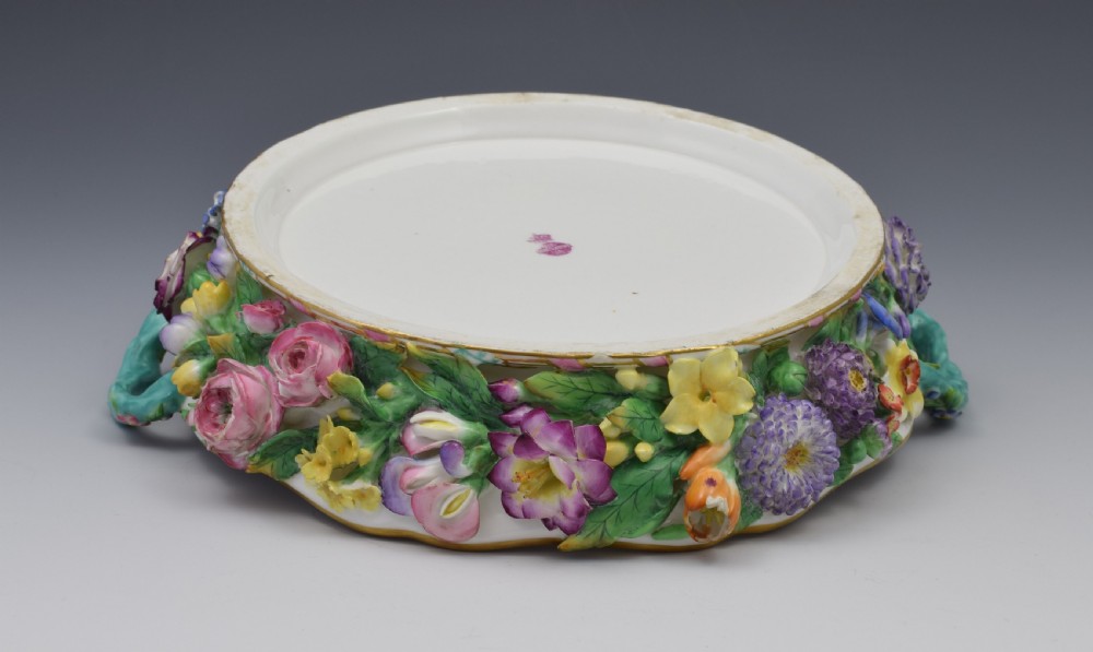 Fine Victorian Minton Regency Style Flower Encrusted Pot Pourri Dish View XIII