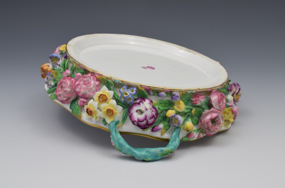 Fine Victorian Minton Regency Style Flower Encrusted Pot Pourri Dish View XIV