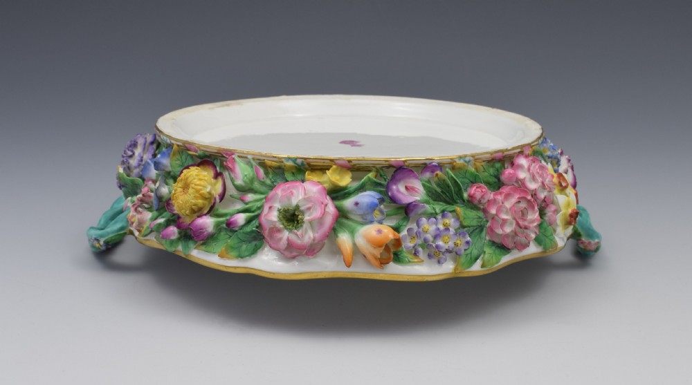 Fine Victorian Minton Regency Style Flower Encrusted Pot Pourri Dish View XV